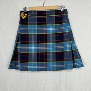 Sport Kilt Plaid Pleated Womens Size M Blue Tartan USA